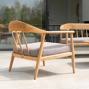 Chaise longue Dana en teck finition couleur naturelle avec coussin - Product Image 4