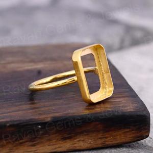 Handmade 925 Sterling Silver 14K/18K Gold Plated 10x12mm Rectangle Octagon Open Bezel Semi Mount Blank Gemstone Jewelry Findings - Product Image 4