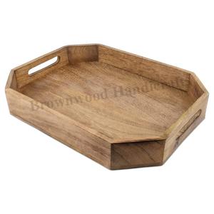 Élégant plateau de service octogonal en bois d'acacia fait à la main, parfait pour la maison, la table à manger, la cuisine, le fournisseur indien. - Product Image 1