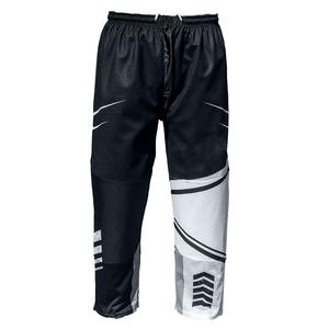Pantalon de hockey en ligne blanc/noir de couleur personnalisée pantalon de hockey sur glace en maille extensible légère panneaux de genoux entièrement sublimée - Product Image 5