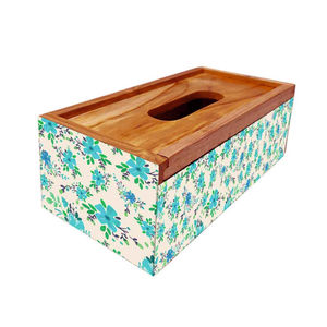 กล่องใส่กระดาษทิชชู่ไม้ MDF พิมพ์ลายใบไม้เขียวสำหรับบ้านหรือสำนักงาน - Product Image 3