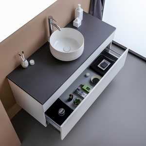 120cm White <b>Wood</b> Bathroom Vanity <b>Unit</b> with Anthracite Shanghai Top - Product Image 5