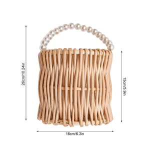 Panier en rotin avec poignées ornées de perles, panier de rangement fait main, vente en gros, écologique, fabriqué au Vietnam - Product Image 2