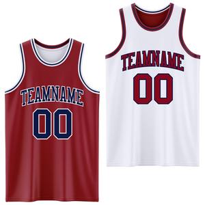 Directamente de la marca Engro Sports Custom Reversible Maroon Navy-White Sublimación de doble cara Traje de baloncesto Jersey - Product Image 1