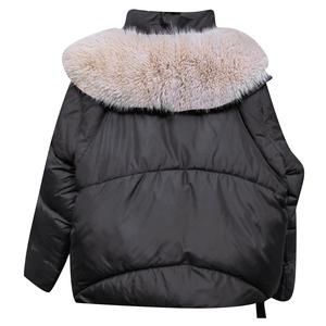 Moda Cuello de piel invierno mujer chaqueta negra señoras corto cálido Abrigo acolchado mujer Parka prendas de vestir exteriores invierno cálido - Product Image 2