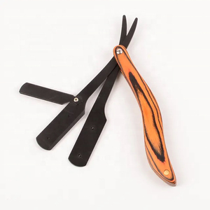 Navaja de Barbero Profesional Hecha a Medida con Doble Hoja Afilada, Nuevo Modelo, Mango de Madera para Salón - Product Image 2