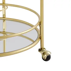 Gold Plated Eco-Friendly Ceramic Pottery Tea <b>Trolley</b> for Home & <b>Hotel</b> Use Modern Metal Cart by Zahid Exports safe - Product Image 6