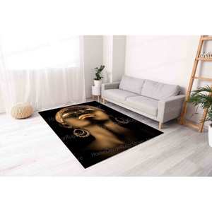 Alfombra con Estampado de Labios Dorados - Alfombra Étnica Brillante para el Hogar, Alfombra de Chenilla - Product Image 4