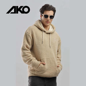 Sweat-shirts à capuche en polaire sherpa surdimensionnés pour hommes de haute qualité, doublés de polaire, col zippé, personnalisables, brodés, 100% coton, teinture unie - Product Image 1