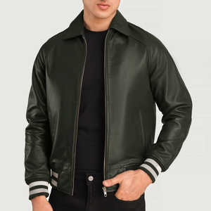 Chaqueta de invierno para hombre de diseño superior con cuello levantado manga completa 100% cuero de alta calidad personalizable precio razonable - Product Image 1