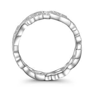 Jeulia Infinity Leaves Eternity <b>Ring</b>-Sterling <b>Silver</b> with 14K Rhodium Plating and <b>Emerald</b> Cut Diamond for Women - Product Image 2