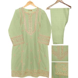 Conjunto de 2 piezas de Salwar Kameez estilo pakistaní indio GOTTA TILLA cosido, conjunto de ropa étnica de 3 piezas para fiestas, hecho de tela de malla de algodón. - Product Image 6