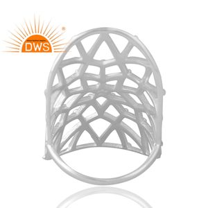 แหวนค็อกเทลเงินสเตอร์ลิงดีไซน์พื้นผิวเครื่องประดับที่กำหนดเองสำหรับผู้หญิงของขวัญสำหรับผู้หญิงสำหรับเธอ - Product Image 2