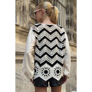 Cardigan da donna con scollatura a V e motivi - Product Image 1