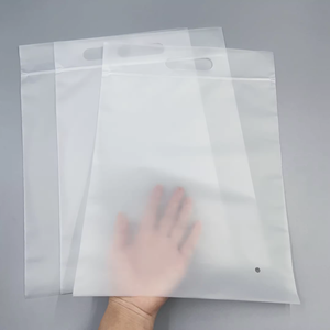 Logotipo personalizado Impresión Logotipo personalizado Cremallera de plástico Ziplock Bolsa con asa Cremallera de plástico Zip Lock Poly Frosted Logo Bolsas - Product Image 3
