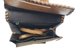 กระเป๋าคลัทช์คล้องข้อมือหนังสีน้ำตาลสวยกระเป๋าเงินแบบแพทช์แบบตะวันตกมีซิปสายโซ่เดรสแฟชั่นสำหรับผู้หญิง - Product Image 2