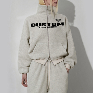 ชุดวอร์มผู้หญิงผ้าฟลีซคอตตอน 100% ระดับพรีเมียม หรูหรา เป็นมิตรกับสิ่งแวดล้อม ระบายอากาศได้ดี สไตล์ลำลอง ซิปคู่ พร้อมกางเกงวอร์มและเสื้อฮู้ด - Product Image 2