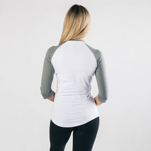 Vente en gros 2025 personnalisé T-shirt de baseball à manches raglan trois-quarts pour femmes Double couleur DTG Service OEM écologique pour l'été - Product Image 4