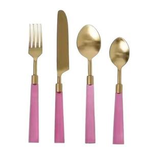 Couverts décoratifs en acier inoxydable avec poignée en résine Couverts de qualité supérieure Vaisselle élégante pour la maison et l'hôtel - Product Image 2