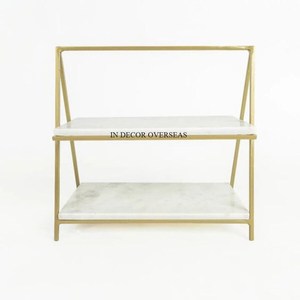 ขาตั้งเค้กโลหะเคลือบผงสีขาวและขอบชุบทองแบบมาตรฐาน - Product Image 3