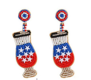 Pendientes de Bandera Bordados con Cuentas, Pendientes Colgantes Patrióticos del Día de la Independencia, 4 de Julio - Product Image 1