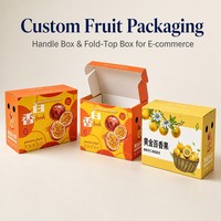 Boîte cadeau personnalisée imprimée avec poignée pour fruits de la passion, emballage pliable pour expédition e-commerce