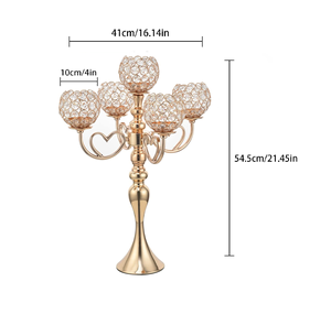 Candelabre en cristal métallique, porte-bougie, centre de table de mariage, décoration de table de banquet, décoration d'événement, décoration de fête, décoration d'intérieur, accents de qualité supérieure - Product Image 2