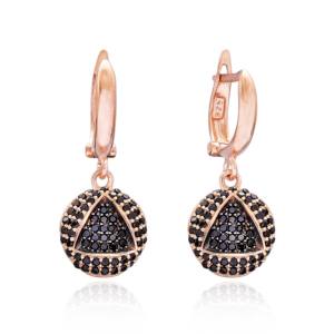 Joyería geométrica de diseño redondo de piedra CZ negra, venta al por mayor turca, joyería de plata de ley 925, Pendientes colgantes - Product Image 1