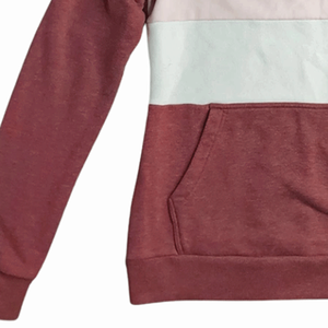 Sudadera con capucha de lana de algodón rosa Burdeos informal para mujer, sudadera transpirable para otoño e invierno con logotipo frontal - Product Image 6