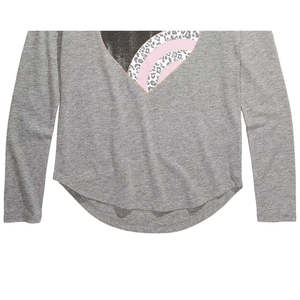 Maglietta Extra Large per Ragazze Epic Threads, Grigia con Stampa Cuore Leopardato su Jersey di Cotone, Stile Casual Western per l'Estate - Product Image 3