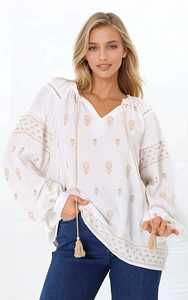 Blusa corta Ropa para damas Túnica Bordado Top Ucrania Mini Boho Blusa Mujer Blusa de talla grande - Product Image 2