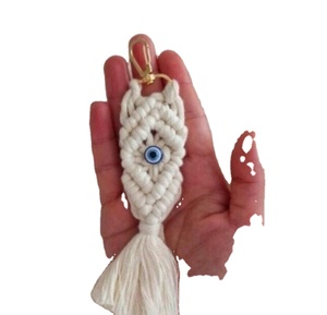 Favors <b>Personalized</b> Card Evil Eye for Bridesmaids Handmade Macrame <b>Keychain</b> - Product Image 1