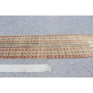 Tapis turc 2,3x10,5 pieds, tapis vintage en laine marron orange à motifs floraux - Product Image 3