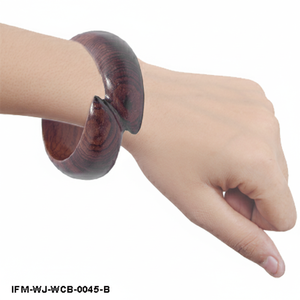 Bracelet manchette sculpté à la main en bois foncé, style bohème, en bois de rose massif, bijoux naturels pour femme - Product Image 3