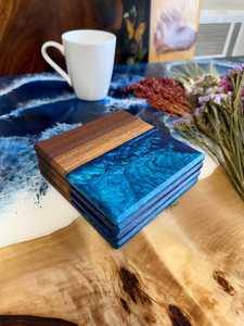 Sous-verre en résine infusée de couleur ronde écologique classique avec des détails en grain de bois pour les articles ménagers de créateurs - Product Image 3