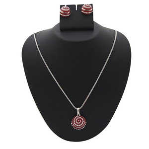 Kriaa ชุดเครื่องประดับชั้นดีชุบโรเดียมพร้อม1200628จี้หินออสเตรีย - Product Image 1