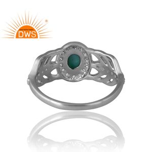 Bague en argent plaqué palladium, turquoise naturelle de l'Arizona et topaze blanche, design fait main, fabrication de bijoux de conception personnalisée - Product Image 2