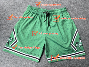 Pantalones cortos de malla de alta calidad con logotipo de color personalizado con cordón, pantalones cortos de gimnasio de malla de talla grande para hombre de secado rápido por sublimación al por mayor/ - Product Image 2