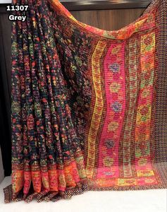 New Arrival Latest Collection Hot Selling Chiffon Sabyasachi Design Digital Print <b>Saree</b> <b>Blouse</b> Women Fashion Exporter - Product Image 5