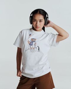 JOYCE เสื้อยืดคอกลมสีขาวสำหรับเด็กผู้หญิงชุดเสื้อผ้าสำหรับเด็ก100% พิมพ์ลายการ์ตูนผ้าคอตตอน - Product Image 2