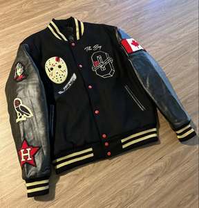 Veste universitaire de l'équipe américaine à la mode pour hommes OEM respirant chenille broderie contraste manches en cuir hiver lettre de la rue haute - Product Image 3