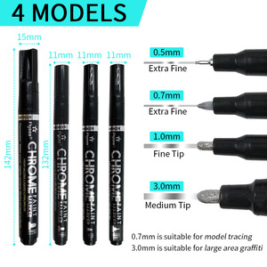 Flysea FS-735 0.5/0.7/1.0/3.0mm độ bóng cao lỏng hiệu ứng gương Chrome đánh dấu gương phản chiếu dấu hiệu bút mịn bằng văn bản cho DIY - Product Image 2