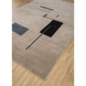 พรมขนสัตว์ถักมือสีเบจและสีน้ำตาล ลายแบบนามธรรม สำหรับห้องนั่งเล่น พรมรูปทรงสี่เหลี่ยมผืนผ้า สำหรับทางเดิน รุ่นพรมแบบจิ๊กซอว์ สำหรับวัยรุ่น-AIWL-3013 - Product Image 2