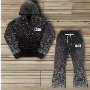 2025 Logo personnalisé hommes strass survêtement prix de gros hommes strass survêtement léger vêtements décontractés - Product Image 2
