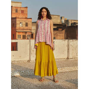 Conjunto de 2 Piezas de Lino con Estampado Floral para Mujer Elise - Top Holgado y Falda - Product Image 1