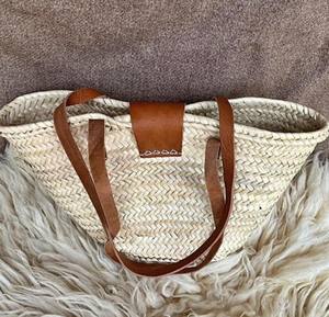 กระเป๋าฟางทำมือสำหรับผู้หญิง กระเป๋าหวายสานธรรมชาติพร้อมหูหิ้วหนัง - Product Image 3