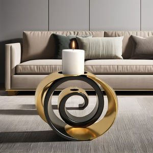 Custom Elegant Handmade Metal Gold <b>Black</b> Plated Iron <b>Candlestick</b> Holder Custom Logo for Home Decor Weddings Christmas-WB INC - Product Image 6