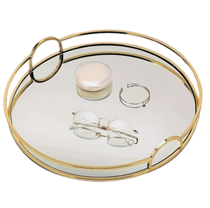 Modern Finishing Decorative <b>Tray</b> <b>Gold</b> Rim Christmas Metal & <b>Mirror</b> <b>Tray</b> for Serving Hotels Decorative <b>Tray</b> by Indian Exporter - Product Image 5