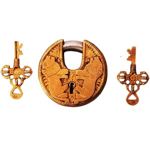 Functional Brass Lion Padlock with Keys Golden Working Lock by Category Padlocks - Product Image 1