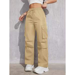 High Street Fashion femmes Streetwear Cargo pantalon confortable élégant pantalon réglable cordon plusieurs poches 100% - Product Image 1